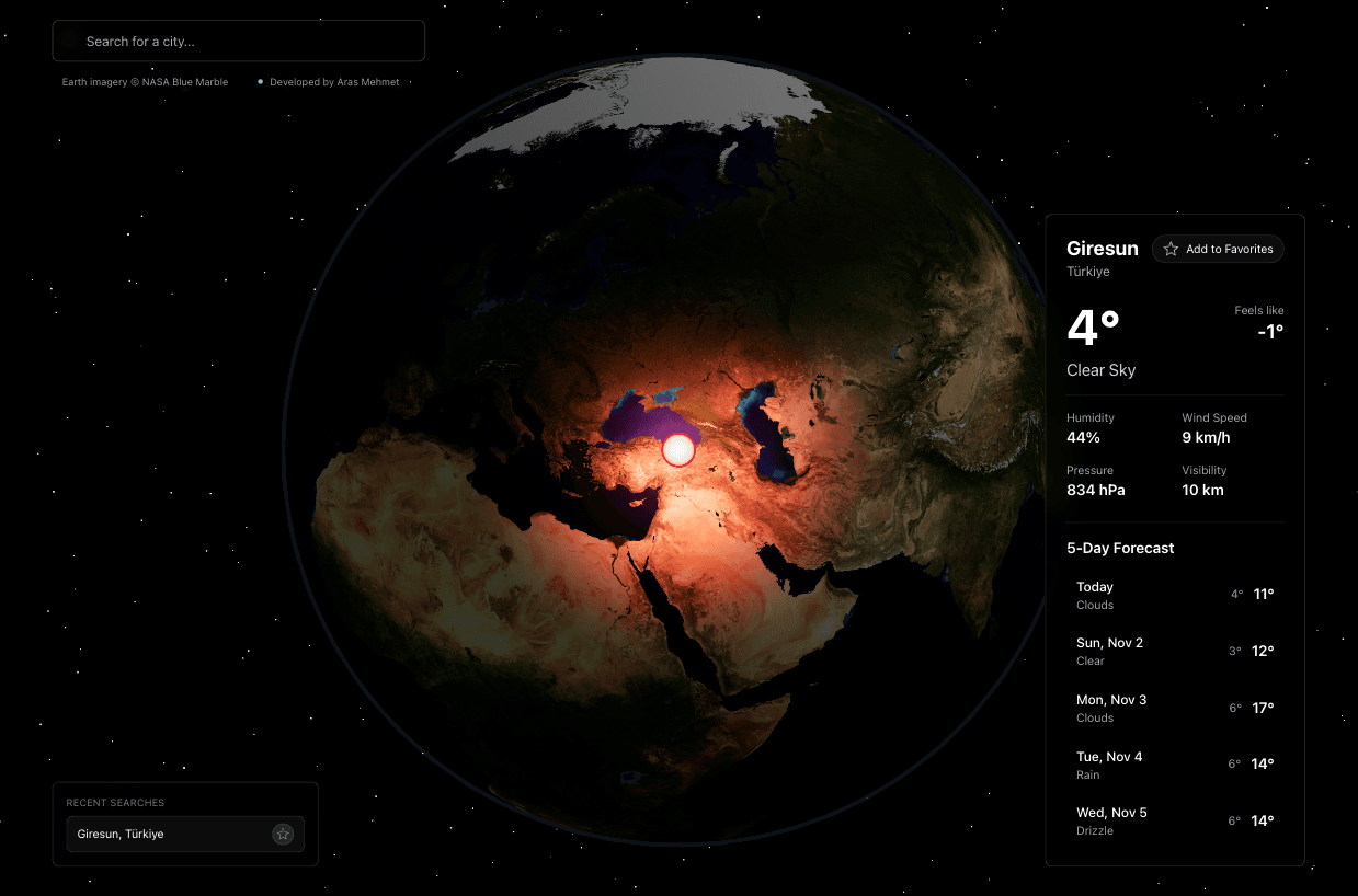 Weather Globe - Real-Time 3D Forecast Explorer